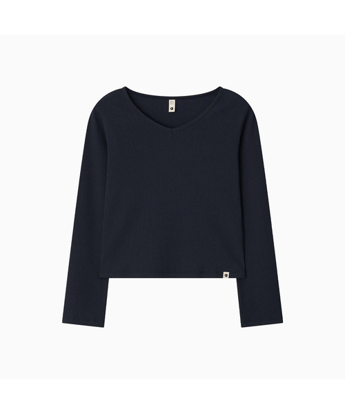 OHESHIO(オヘシオ)の「BASIC RIBBED V-NECK LONG SLEEVE, NAVY(Tシャツ/カットソー・レディース・その他・FREE)」の1枚目の写真