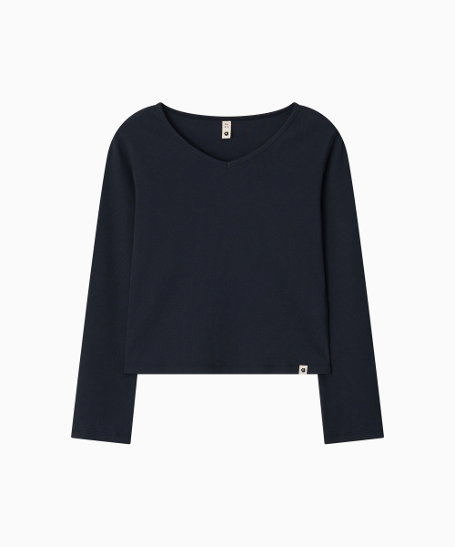 OHESHIO(オヘシオ)の「BASIC RIBBED V-NECK LONG SLEEVE, NAVY(Tシャツ/カットソー・レディース・その他・FREE)」の5枚目の写真