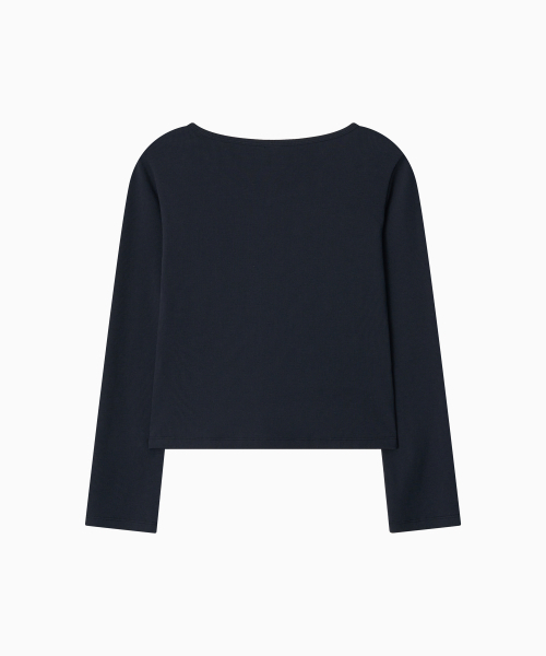 OHESHIO(オヘシオ)の「BASIC RIBBED V-NECK LONG SLEEVE, NAVY(Tシャツ/カットソー・レディース・その他・FREE)」の6枚目の写真