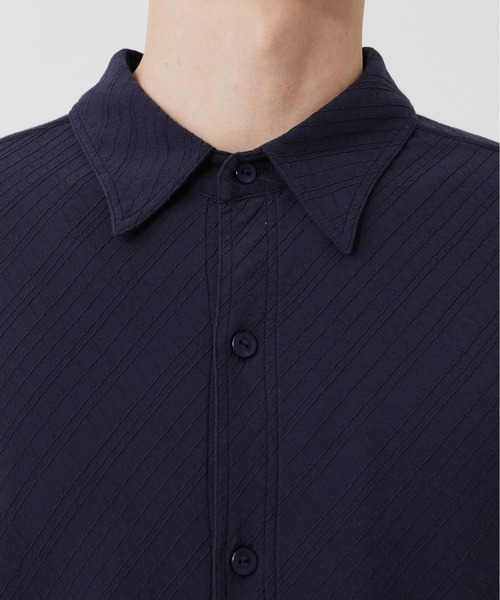 PUBLIC TOKYO(パブリックトウキョウ)の「【P.T】High-gauge Jacquard Shirts /ウォッシャブル/コットン100%/夏服/伸縮性/日本製(シャツ/ブラウス・メンズ・サックスブルー/ダークグレー・S/M)」の9枚目の写真