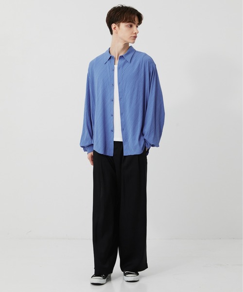 PUBLIC TOKYO(パブリックトウキョウ)の「【P.T】High-gauge Jacquard Shirts /ウォッシャブル/コットン100%/夏服/伸縮性/日本製(シャツ/ブラウス・メンズ・サックスブルー/ダークグレー・S/M)」の18枚目の写真