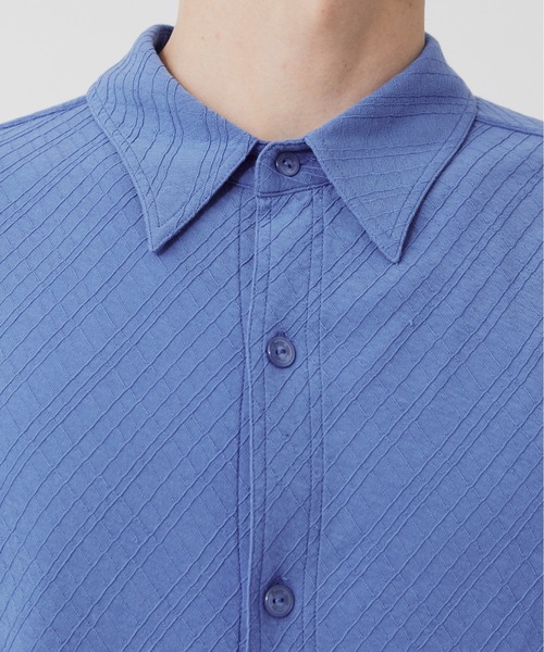 PUBLIC TOKYO(パブリックトウキョウ)の「【P.T】High-gauge Jacquard Shirts /ウォッシャブル/コットン100%/夏服/伸縮性/日本製(シャツ/ブラウス・メンズ・サックスブルー/ダークグレー・S/M)」の21枚目の写真