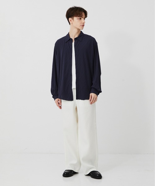 PUBLIC TOKYO(パブリックトウキョウ)の「【P.T】High-gauge Jacquard Shirts /ウォッシャブル/コットン100%/夏服/伸縮性/日本製(シャツ/ブラウス・メンズ・サックスブルー/ダークグレー・S/M)」の6枚目の写真