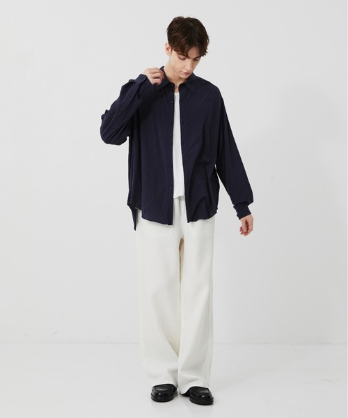 PUBLIC TOKYO(パブリックトウキョウ)の「【P.T】High-gauge Jacquard Shirts /ウォッシャブル/コットン100%/夏服/伸縮性/日本製(シャツ/ブラウス・メンズ・サックスブルー/ダークグレー・S/M)」の7枚目の写真