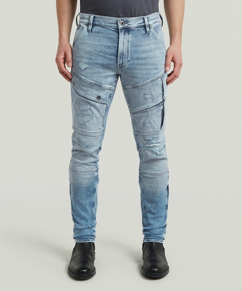 G-STAR(ジースター)の「Airblaze Skinny Jeans/ダメージ加工フィッシングウェアディテール立体裁断マルチポケットスキニージーンズ(デニムパンツ・メンズ・ライトインディゴブルー・32/30/31/30/30/30/29/30/34/30/28/30/33/30)」の1枚目の写真
