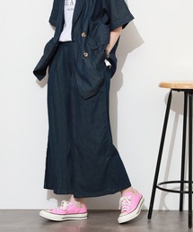 エアリーデニム前タックワイドパンツ