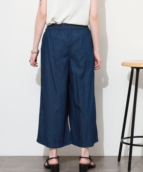 atONE（アットワン）の「エアリーデニム前タックワイドパンツ（デニムパンツ・レディース・ネイビー/ワンウォッシュ・M/L/LL/3L/4L）」の20枚目の写真