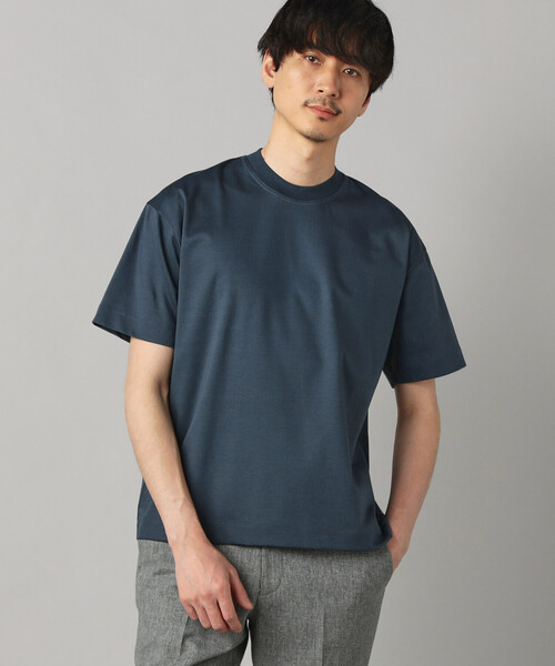 COMME CA MEN(コムサメン)の「シルキースムース ポンチTシャツ(Tシャツ/カットソー・メンズ・ネイビー/ベージュ/ホワイト・L/M)」の1枚目の写真