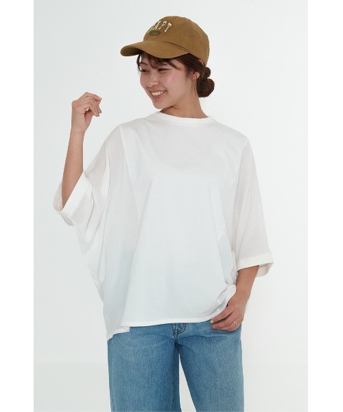 HEART MARKET(ハートマーケット)の「やわらかタッチワイドプルオーバー(Tシャツ/カットソー・レディース・サックスブルー/ナチュラル/ブラック/ホワイト・FREE)」の1枚目の写真