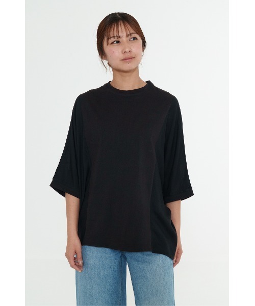 HEART MARKET(ハートマーケット)の「やわらかタッチワイドプルオーバー(Tシャツ/カットソー・レディース・サックスブルー/ナチュラル/ブラック/ホワイト・FREE)」の2枚目の写真