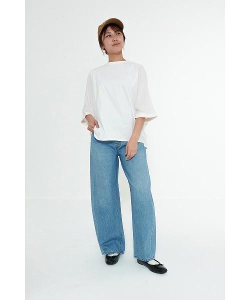 HEART MARKET(ハートマーケット)の「やわらかタッチワイドプルオーバー(Tシャツ/カットソー・レディース・サックスブルー/ナチュラル/ブラック/ホワイト・FREE)」の5枚目の写真