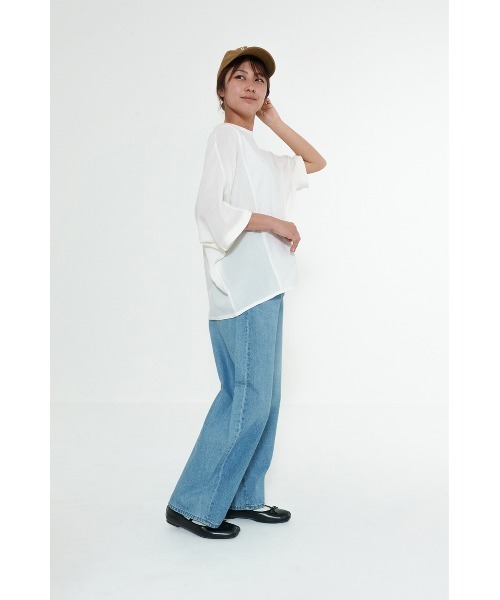 HEART MARKET(ハートマーケット)の「やわらかタッチワイドプルオーバー(Tシャツ/カットソー・レディース・サックスブルー/ナチュラル/ブラック/ホワイト・FREE)」の6枚目の写真