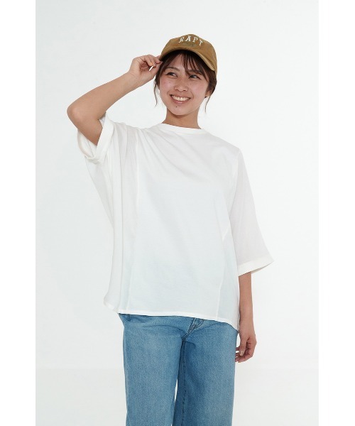 HEART MARKET(ハートマーケット)の「やわらかタッチワイドプルオーバー(Tシャツ/カットソー・レディース・サックスブルー/ナチュラル/ブラック/ホワイト・FREE)」の8枚目の写真