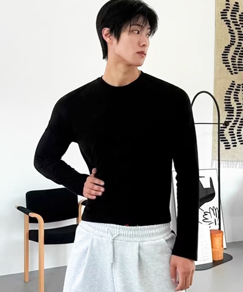 NOWLE(ノウル)の「【NOWLE】タイトフィット エッセンシャル クルーネック ボックス ロンT(Tシャツ/カットソー・メンズ・グレー/ブラック・X-LARGE/LARGE/MEDIUM/SMALL)」の9枚目の写真