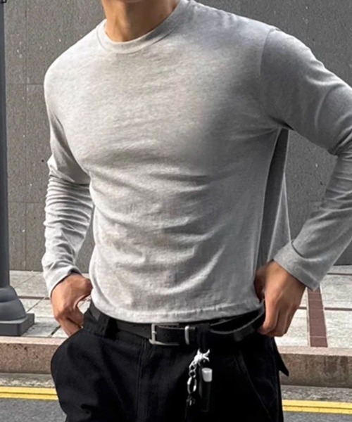 NOWLE(ノウル)の「【NOWLE】タイトフィット エッセンシャル クルーネック ボックス ロンT(Tシャツ/カットソー・メンズ・グレー/ブラック・X-LARGE/LARGE/MEDIUM/SMALL)」の14枚目の写真