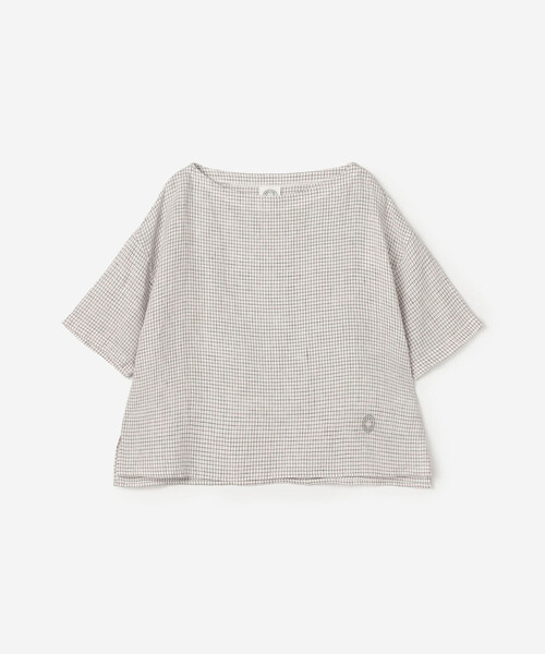 Bshop(ビショップ)の「ORCIVAL | リネンチェック ボートネックプルオーバー WOMEN(シャツ/ブラウス・レディース・ホワイト系その他・1)」の2枚目の写真