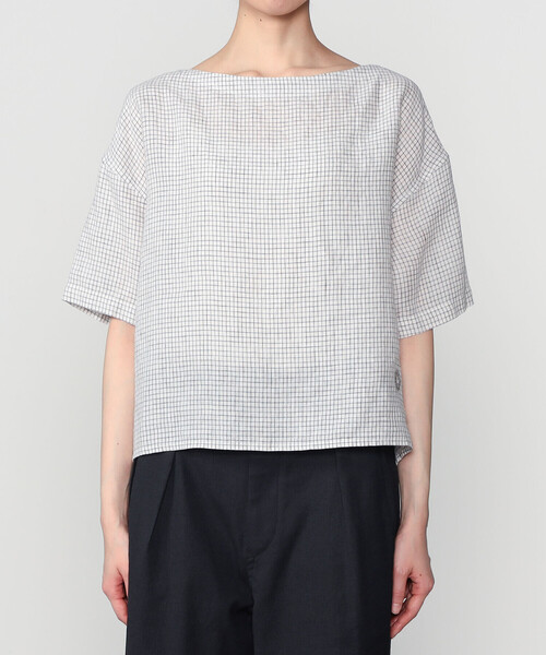 Bshop(ビショップ)の「ORCIVAL | リネンチェック ボートネックプルオーバー WOMEN(シャツ/ブラウス・レディース・ホワイト系その他・1)」の8枚目の写真