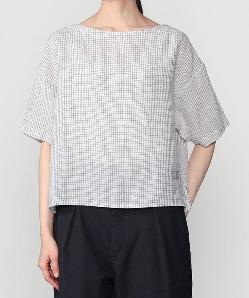 Bshop(ビショップ)の「ORCIVAL | リネンチェック ボートネックプルオーバー WOMEN(シャツ/ブラウス・レディース・ホワイト系その他・1)」の11枚目の写真