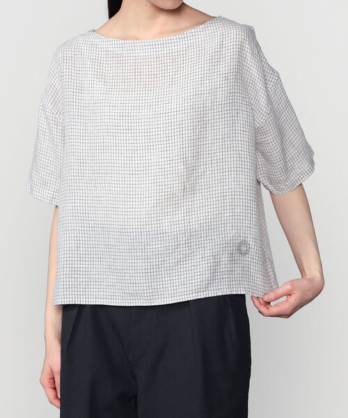 Bshop(ビショップ)の「ORCIVAL | リネンチェック ボートネックプルオーバー WOMEN(シャツ/ブラウス・レディース・ホワイト系その他・1)」の12枚目の写真