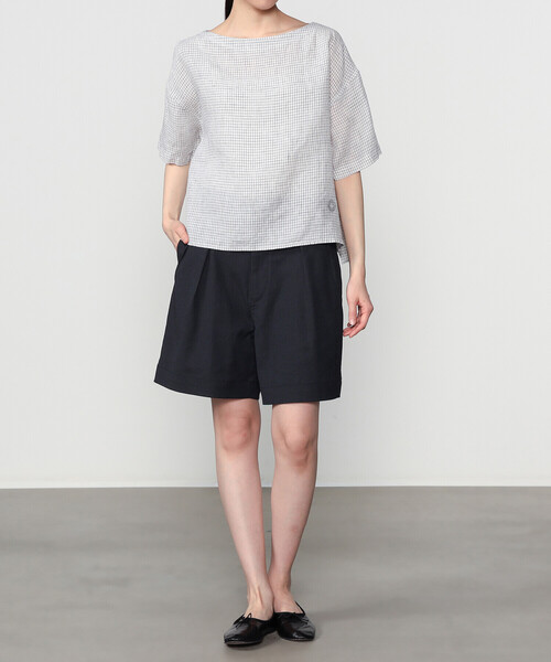 Bshop(ビショップ)の「ORCIVAL | リネンチェック ボートネックプルオーバー WOMEN(シャツ/ブラウス・レディース・ホワイト系その他・1)」の13枚目の写真