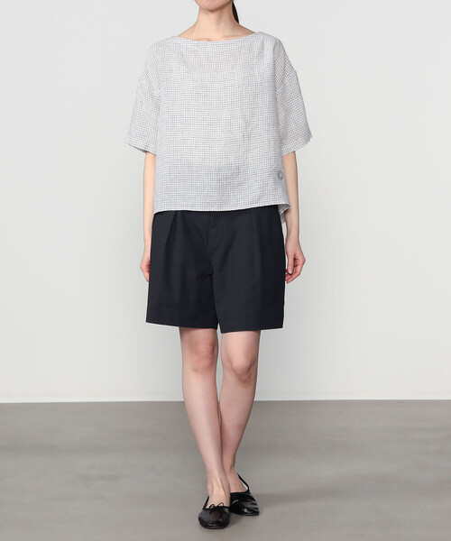 Bshop(ビショップ)の「ORCIVAL | リネンチェック ボートネックプルオーバー WOMEN(シャツ/ブラウス・レディース・ホワイト系その他・1)」の14枚目の写真