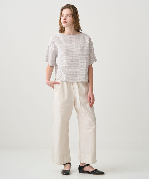 Bshop(ビショップ)の「ORCIVAL | リネンチェック ボートネックプルオーバー WOMEN(シャツ/ブラウス・レディース・ホワイト系その他・1)」の15枚目の写真