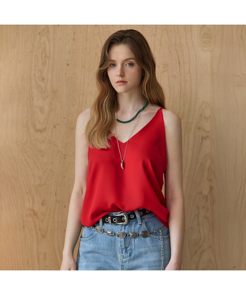 MAXZA(マージャコレクション)の「ラウンドVネックシフォンクレープスリーブレストップス(Tシャツ/カットソー・レディース・ベージュ/ブラウン/レッド/ホワイト/ブラック/バイオレット/グレー・FREE)」の7枚目の写真