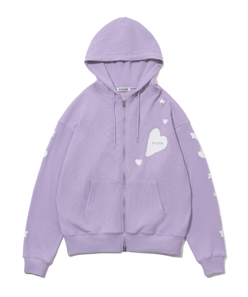 YOUHEE（ユヒ）の「[3COLORS] GRAPHIC WAFFLE HOOD ZIP-UP（パーカー・レディース・ライトグレー/チャコール/パープル・FREE）」の12枚目の写真