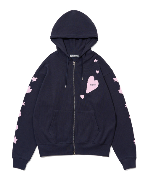 YOUHEE（ユヒ）の「[3COLORS] GRAPHIC WAFFLE HOOD ZIP-UP（パーカー・レディース・ライトグレー/チャコール/パープル・FREE）」の16枚目の写真