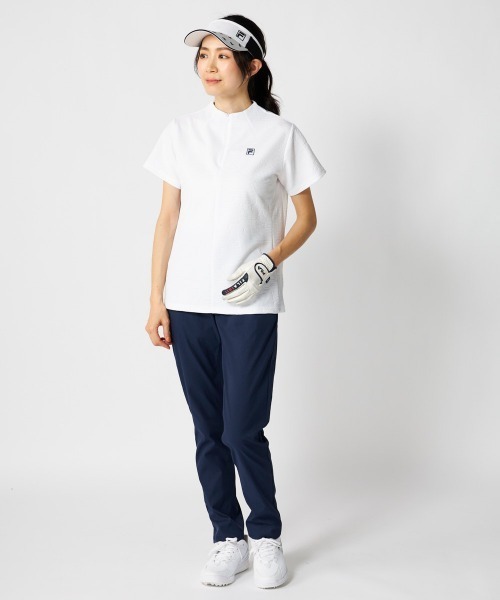 FILA GOLF(フィラゴルフ )の「【FILA GOLF:フィラゴルフ】レディース半袖モックネックシャツ ハーフジップシャツ ゴルフ(Tシャツ/カットソー・レディース・ネイビー/ホワイト/ライトブルー・MEDIUM/X-LARGE/LARGE)」の4枚目の写真