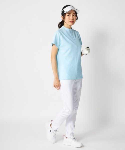 FILA GOLF(フィラゴルフ )の「【FILA GOLF:フィラゴルフ】レディース半袖モックネックシャツ ハーフジップシャツ ゴルフ(Tシャツ/カットソー・レディース・ネイビー/ホワイト/ライトブルー・MEDIUM/X-LARGE/LARGE)」の15枚目の写真