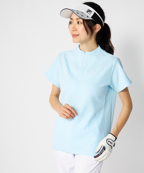 FILA GOLF(フィラゴルフ )の「【FILA GOLF:フィラゴルフ】レディース半袖モックネックシャツ ハーフジップシャツ ゴルフ(Tシャツ/カットソー・レディース・ネイビー/ホワイト/ライトブルー・MEDIUM/X-LARGE/LARGE)」の18枚目の写真