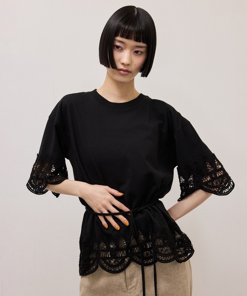 新品未使用 アダムエロペ インレイバックレースアップＴシャツ ADAM ET ROPE' アダムエロペ インレイバックレースアップTシャツ