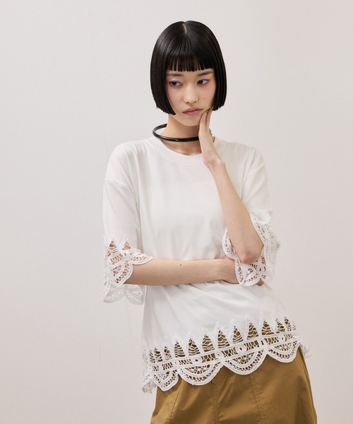 ADAM ET ROPE'（アダムエロペ）の「レースコンビT（Tシャツ/カットソー・レディース・ブラック/ホワイト/ホワイト系その他・FREE）」の19枚目の写真
