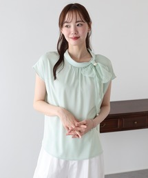 サイドリボンフレンチスリーブブラウス