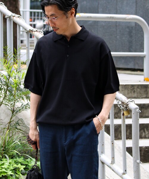 GLOSTER(グロスター)の「【ラクなのに上品】コットンタッチリラックスポロ(ポロシャツ・メンズ・ブラック/グリーン/オフホワイト・L/M/S)」の6枚目の写真