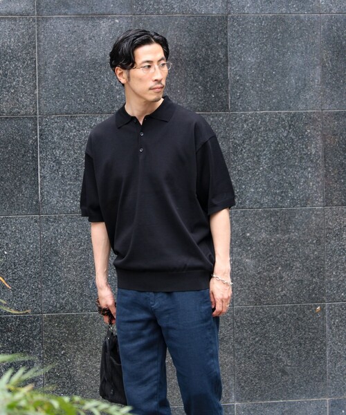 GLOSTER(グロスター)の「【ラクなのに上品】コットンタッチリラックスポロ(ポロシャツ・メンズ・ブラック/グリーン/オフホワイト・L/M/S)」の13枚目の写真