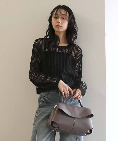 No one knows（ノーワンノーズ）の「ZOZO限定 透かし編みニットプルオーバー(インナー付き)2点セット（アンサンブル・レディース・ブラック/ホワイト・FREE）」の8枚目の写真