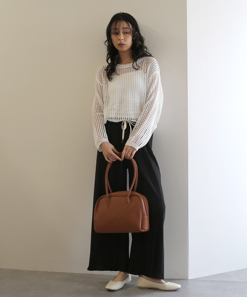 No one knows（ノーワンノーズ）の「ZOZO限定 透かし編みニットプルオーバー(インナー付き)2点セット（アンサンブル・レディース・ブラック/ホワイト・FREE）」の14枚目の写真