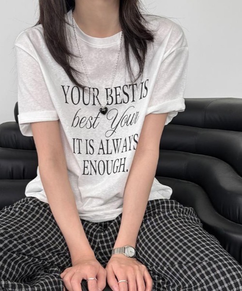 semplice(センプリチェ)の「Tシャツ【韓国ファッション】(Tシャツ/カットソー・レディース・キャメル/ホワイト・L/M)」の11枚目の写真