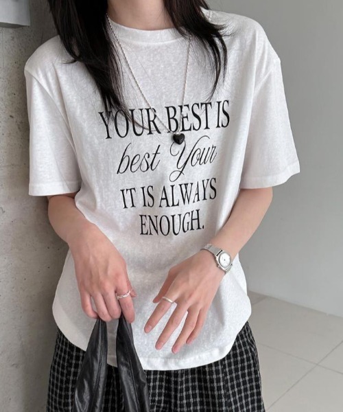 semplice(センプリチェ)の「Tシャツ【韓国ファッション】(Tシャツ/カットソー・レディース・キャメル/ホワイト・L/M)」の13枚目の写真