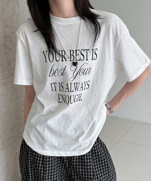semplice(センプリチェ)の「Tシャツ【韓国ファッション】(Tシャツ/カットソー・レディース・キャメル/ホワイト・L/M)」の14枚目の写真
