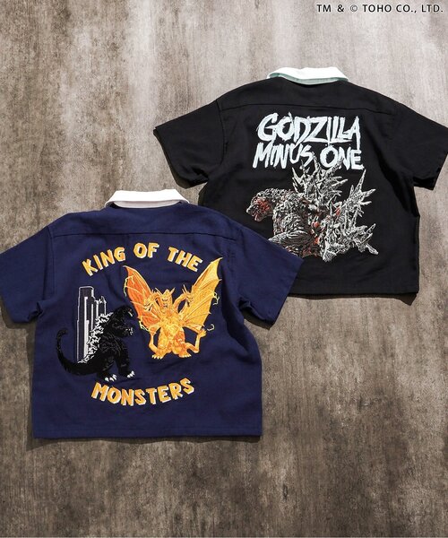 BREEZE(ブリーズ)の「【リンク】WEB限定 ゴジラ刺繍シャツ(シャツ/ブラウス・キッズ・ネイビー/ブラック・110/100/150/140/130/120)」の4枚目の写真