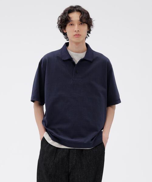 MHL.(エムエイチエル)の「MARL COTTON JERSEY TOP(Tシャツ/カットソー・メンズ・ネイビー・LARGE)」の1枚目の写真