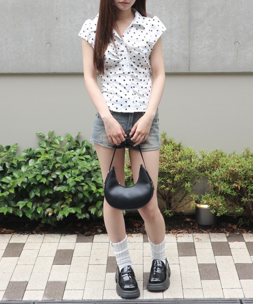 tinkerend(ティンカーエンド)の「Gathered Dot Blouse / ギャザードットブラウス(シャツ/ブラウス・レディース・ホワイト/ブラック・FREE)」の7枚目の写真