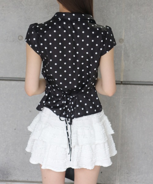 tinkerend(ティンカーエンド)の「Gathered Dot Blouse / ギャザードットブラウス(シャツ/ブラウス・レディース・ホワイト/ブラック・FREE)」の9枚目の写真