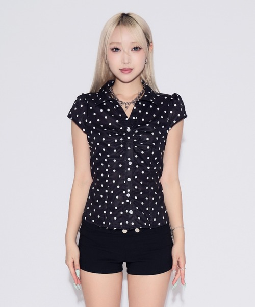tinkerend(ティンカーエンド)の「Gathered Dot Blouse / ギャザードットブラウス(シャツ/ブラウス・レディース・ホワイト/ブラック・FREE)」の15枚目の写真