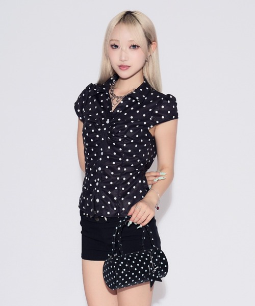 tinkerend(ティンカーエンド)の「Gathered Dot Blouse / ギャザードットブラウス(シャツ/ブラウス・レディース・ホワイト/ブラック・FREE)」の17枚目の写真