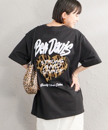 【WEB限定】[BEN DAVIS/ベンデイビス] HEART CHENILLE2 レオパード柄バック刺繍 ショートスリーブTシャツ