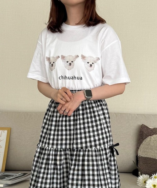 tunee(チュニー)の「ワンちゃんデザインプリント半袖Tシャツ(hsyd)(Tシャツ/カットソー・レディース・F/I/B/C/E/G・MEDIUM/LARGE)」の2枚目の写真